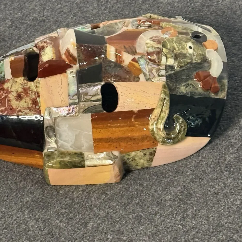 Handmade Mayan/ Aztec Mask Folk Art Semiprecious Stone & Onyx